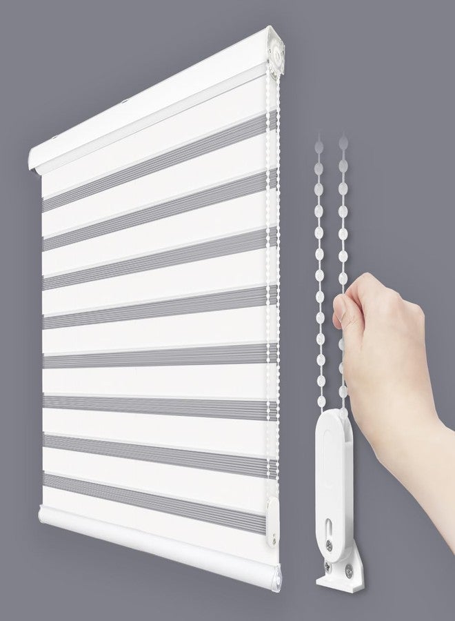 Foiresoft Standard Zebra Roller Blinds for Windows [W35 x H64 Inch, White, Basic], Light Filtering Dual Layer Shades for Bedroom, Living Room, Office, 13 Colors - Image 1